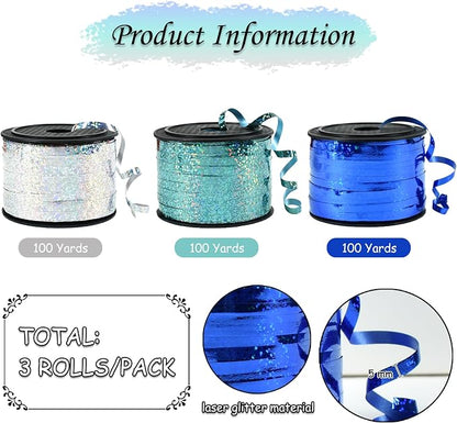 BEISHIDA Blue Blue Silver Curling Ribbons Balloon String Ribbons - Image 2