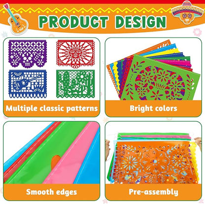 3 PCS Cinco De Mayo Decorations, Plastic Mexican Party Banner 55.2 FT Papel - Image 3