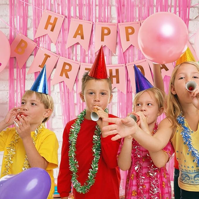 10 Pack Backdrop Party Decorations Pink Tinsel Curtain Party Backdrop Foil - Image 2