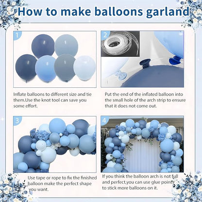 Dusty Blue Balloons Arch Kit, Double Stuffed, Party Decor | Dark Denim Blue - Image 4