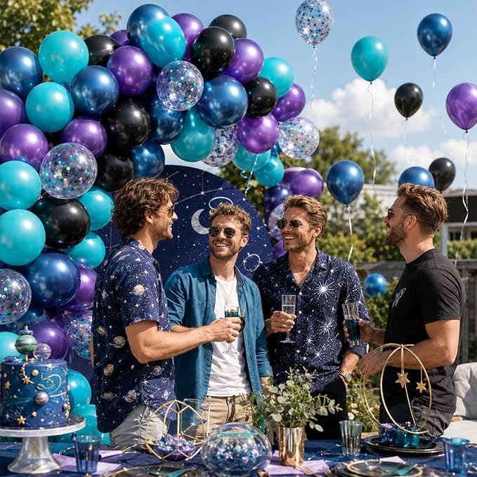 Black Teal Purple Balloons - Image 7