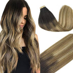 GOO GOO Tape in Hair Extensions Human Hair, 2/6/18 Balayage Brown to Dirty Blonde, 20inch 50g 20pcs, Thick Ends Straight Seamless, Invisible