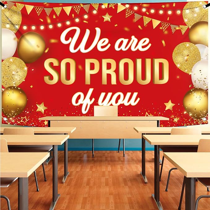 KatchOn Red We are So Proud of You Banner 72x44 Inch | Graduation Banner - Image 7