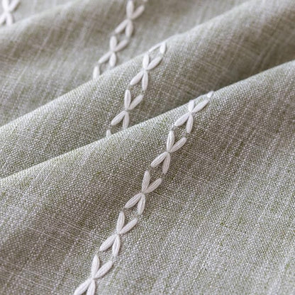 Boho Embroidery Striped Linen Curtains 84 Inches Long 2 Panels - Image 5