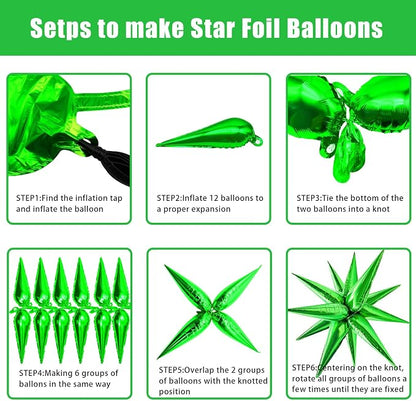 60Pcs Green Star Balloons Foil Cone Balloons Green Party Decorations - Image 3
