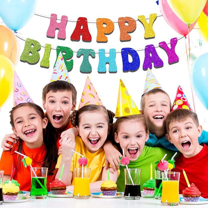Pre-Strung Rainbow Happy Birthday Banner - Image 3