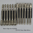 12 Pcs Metal Duckbill Hair Clips for Hair Sectioning Alligator Hair Clips for Styling Dividing Duck Bill Clips with Anti-Slip Holes Salon Barber Styling Tools