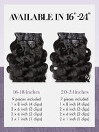 LUVME Clip in Hair Extensions Real Human Hair, Remy Human Hair Extensions Clip ins for Women, Natural Human Hair, 16inch 135g 9Pcs, Natural Black