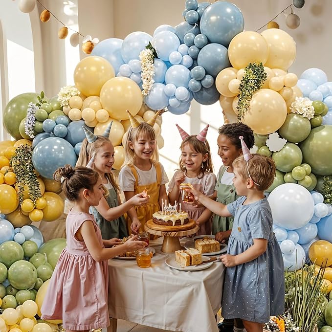 Sage Green Dusty Blue Yellow Balloon, 12 Inch Fog Slate Blue Balloons - Image 8