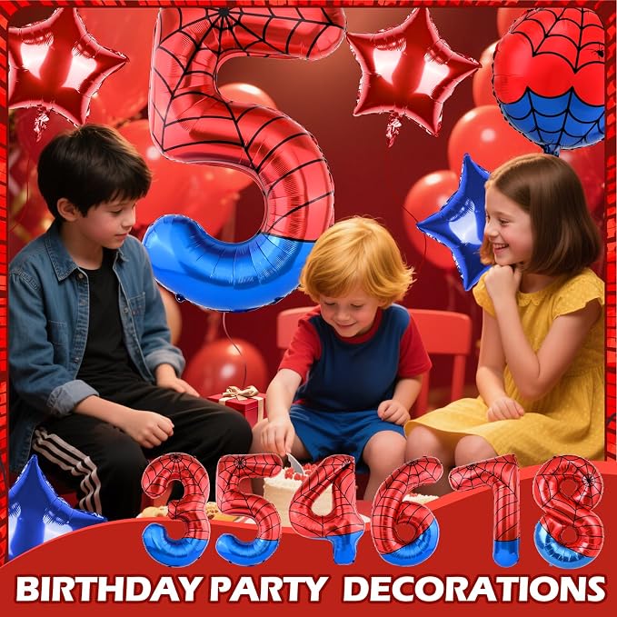 40 Inch Spider Theme Number Balloon, Number Block Foil Number 5 Balloons Large - Image 5