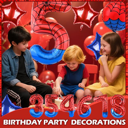 40 Inch Spider Theme Number Balloon, Number Block Foil Number 5 Balloons Large - Image 5