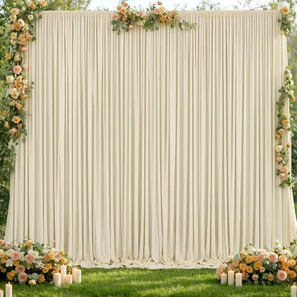 10x12 Backdrop Curtains for Wedding Party Wrinkle Free Beige Backdrops Curtain - Image 2