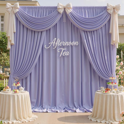 20ft x 10ft Wrinkle Free Lavender Backdrop Curtains - Image 8