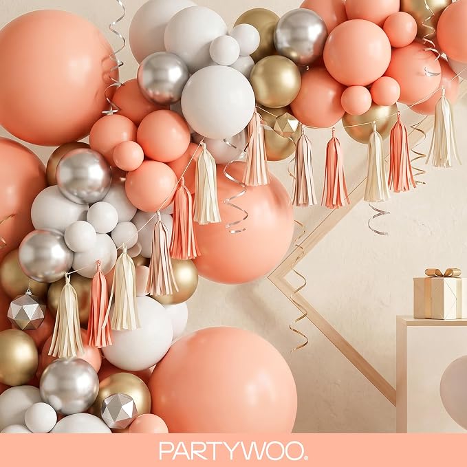 PartyWoo Peach Balloons 140pcs Light Orange Pink Color 18 12 10 5 Inch | 18 12 - Image 8