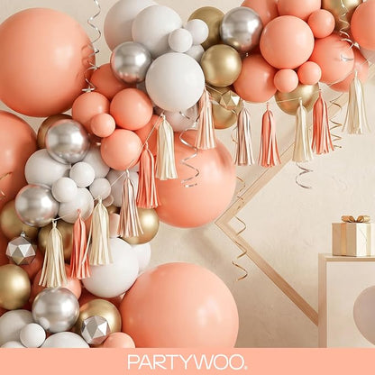 PartyWoo Peach Balloons 140pcs Light Orange Pink Color 18 12 10 5 Inch | 18 12 - Image 8