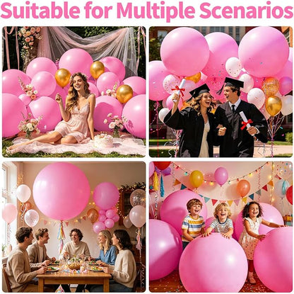 5Pcs Pink Balloons 36 Inch, Round Large Latex Party Balloons - Image 4
