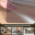 5'×7' Large Vinyl Area Mat for Floor, Translucent Black Scratch Resistant Floor Protector for Under Dining Table, No Spill Durable PVC Area Rug for Garage, Bedroom, Lvinig Room