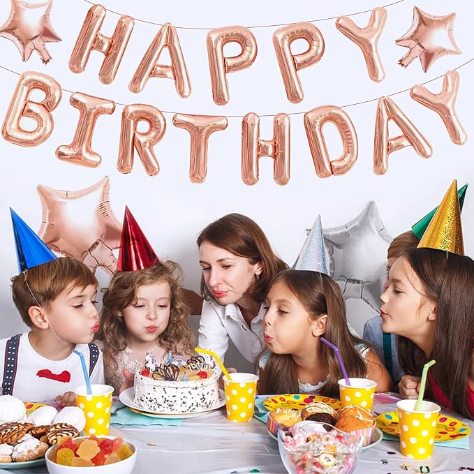 CANREVEL Happy Birthday Banner 13pcs 16 Inch Mylar Foil Letters Sign Balloons - Image 7