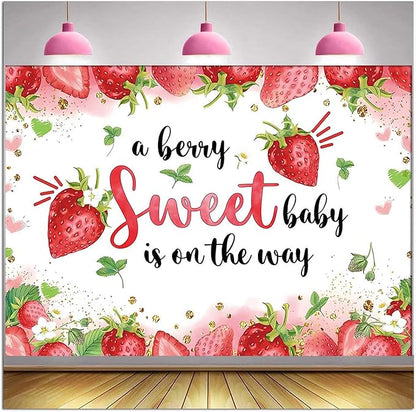 HQM Strawberry Baby Shower Photo Banner Strawberry Girl Baby Shower Newborn by HQM