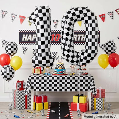 40" Checkered Number 10 Balloon - Image 3