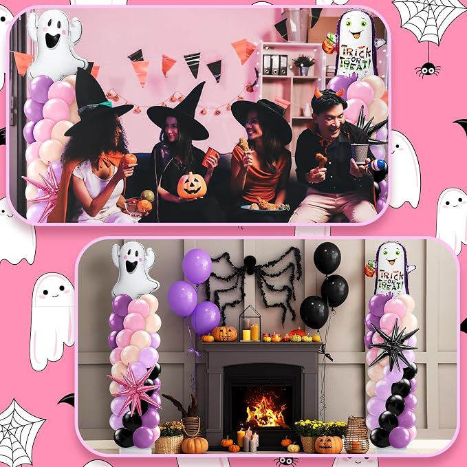 Kasyat 2 Sets Pink Purple Halloween Balloon Column Stand Kit Purple Pink and - Image 6