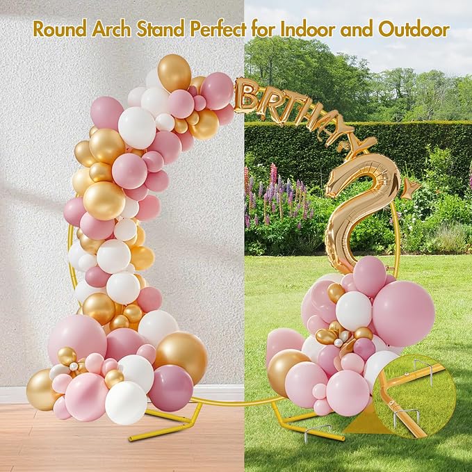 Nisoger 6.6FT Round Backdrop Stand, Circle Gold Balloon Wedding Arch Frame | - Image 6