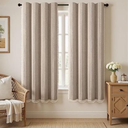 Khaki Brown Boho Blackout Curtains 72 Inch 2 Panels by Unknown