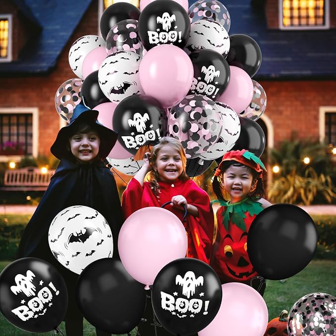 Halloween Balloons, Cute Ghost Bat BOO Print Balloons, Halloween Kids Birthday - Image 8