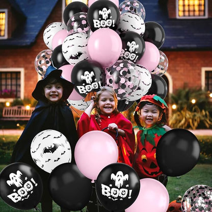 Halloween Balloons, Cute Ghost Bat BOO Print Balloons, Halloween Kids Birthday - Image 8