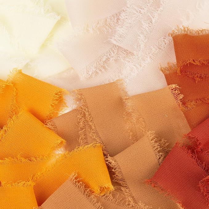 Terracotta Chiffon Ribbon Fall Ribbon 1.5 Inch x 3Yds Burnt - Image 3