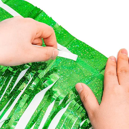BRAVESHINE Green Party Streamers Backdrop | Metallic Foil Fringe Curtains | 2 - Image 6