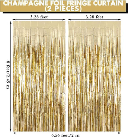 2 Pack Fringe Curtains Foil Shiny Fringe Backdrop Tinsel Door Streamers Foil - Image 3