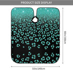 Hairdresser Cape Turquoise Green Glitter Cheetah Leopard Print Black Hair Cutting Gown, Large Long Haircut Apron for Hair Cutting Styling, Haircut Tools