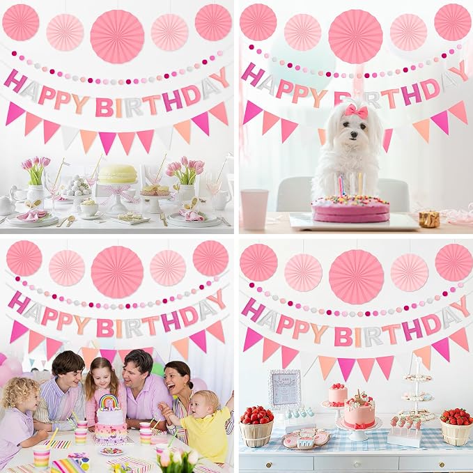3D Happy Birthday Banner, Pre-Strung Felt Party Decorations | Ready-to-Hang 3D - Image 8