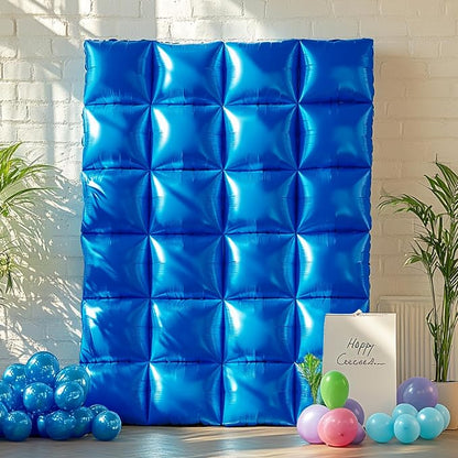 NISOCY 25PCS Metallic Blue Square Foil Balloons Wall Backdrop | Double Sided - Image 5