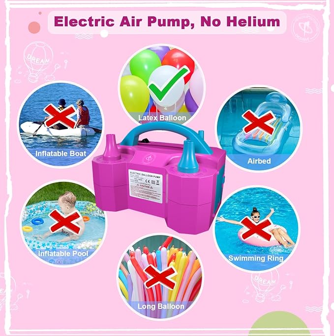 Electric Balloon Pump, Portable Electric Air Balloon Pump Dual Nozzle Air - Image 4