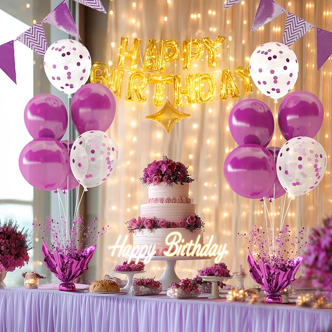 6 Set Purple Christmas Table Balloons Centerpiece - Image 2