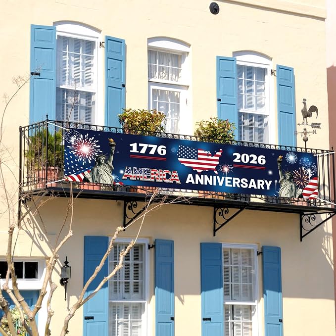American 250th Anniversary Banner, 300x60cm/10x2ft American Patriotic Flag USA - Image 3