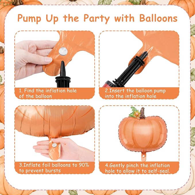 Little Pumpkin Foil Balloon Set 6 Pcs 21 Inch Friendsgiving | Six 21-inch - Image 4