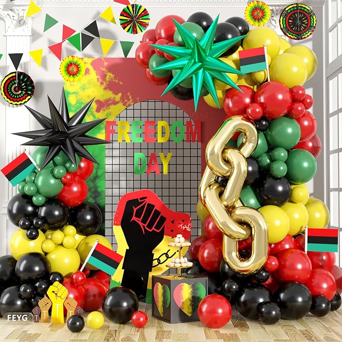 Juneteenth Balloon Garland Arch Kit, Happy Juneteenth Day Balloons by FEYG