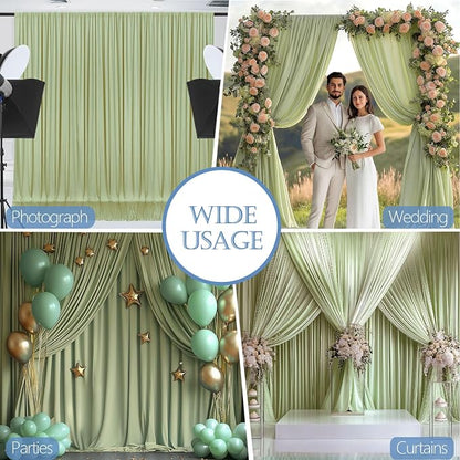 ESGOTBME 10x10ft Wrinkle Free Sage Green Backdrop Curtain - Image 4