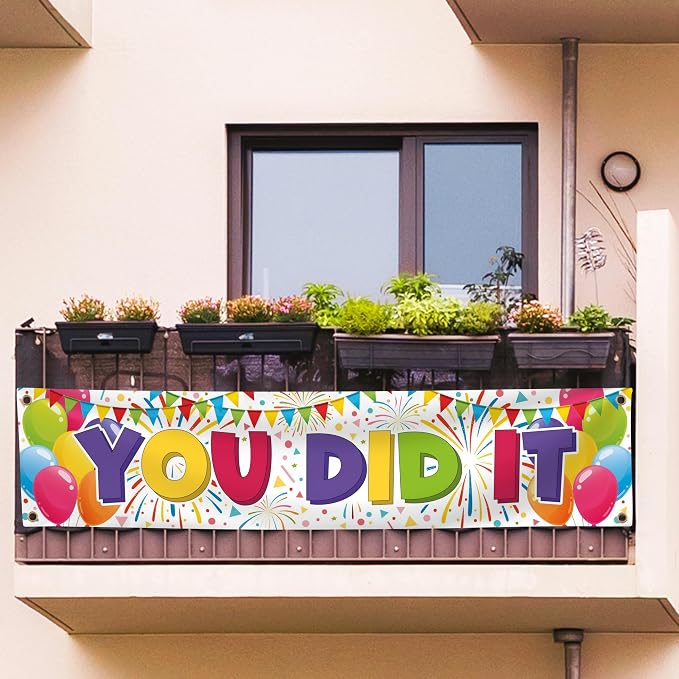 You Did It Banner- Congratulations Banner 6 x 1.3ft - Image 8