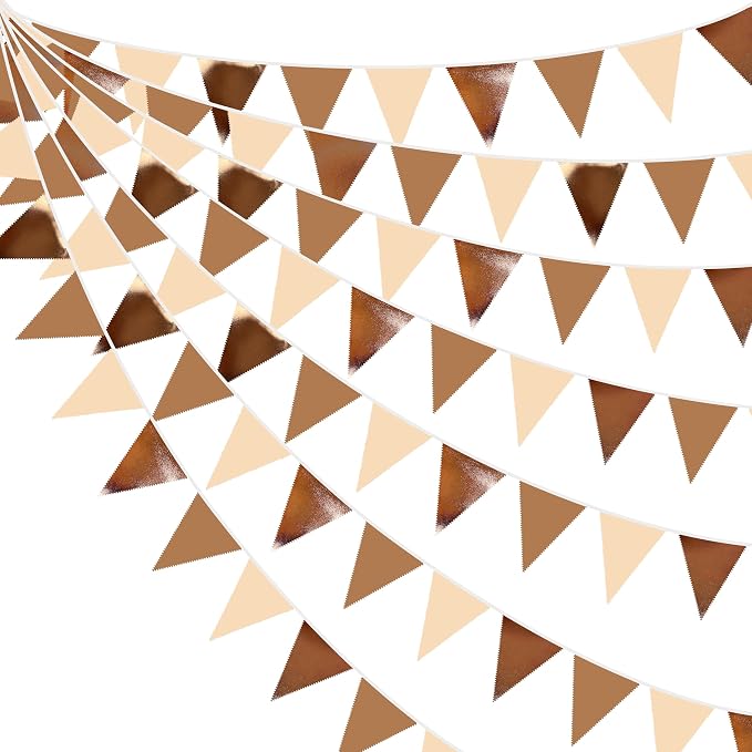 32Ft Brown Party Decorations Metallic Brown Triangle Banner Flag Pennant Fabric by pinkblume
