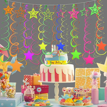 56 Pieces UV Hanging Swirls Decorations Paper Neon Streamer - Image 6