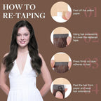GOO GOO Tape in Hair Extensions Human Hair, 1C Mocha Brown, 26inch 60g 20pcs, Skin Weft Seamless Invisible, Silky Straight with Thick Ends, Remy Human Hair