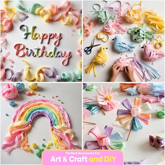 6 Pastel Streamers, 492ft Pack of Crepe Paper Party Decorations | Each roll is - Image 5