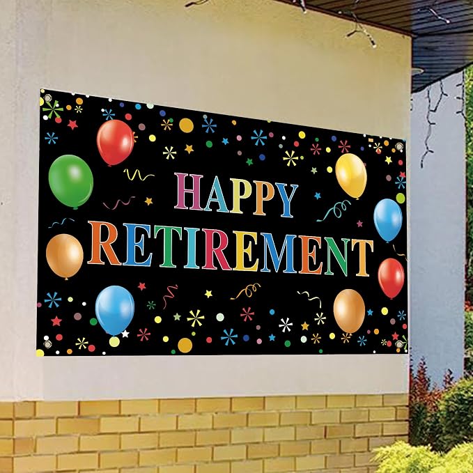 Happy Retirement Backdrop with 70.8"X43.3"，Large Happy Retirement Banner - Image 6