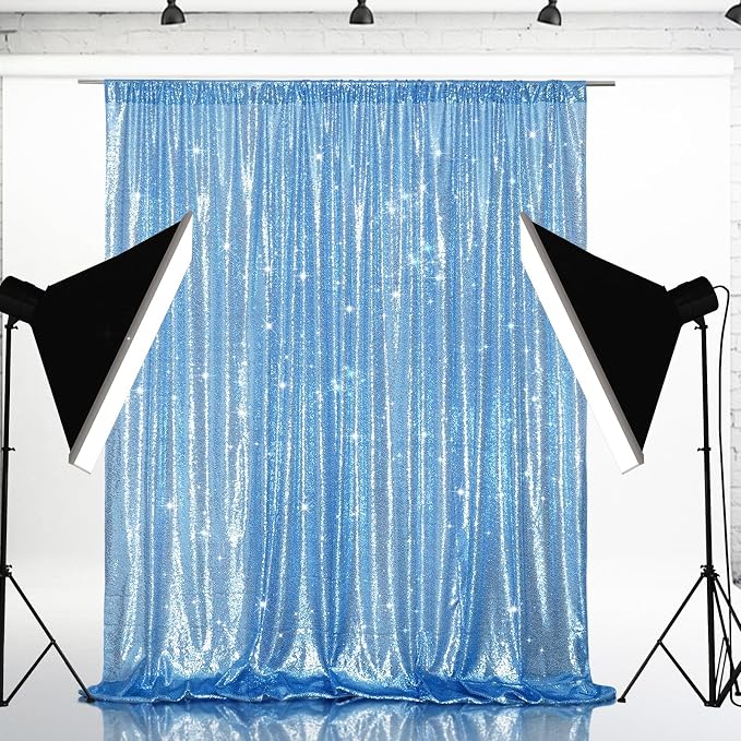 Eternal Beauty Baby Blue 3mm Sequin Backdrop 20x10 Ft - Image 2