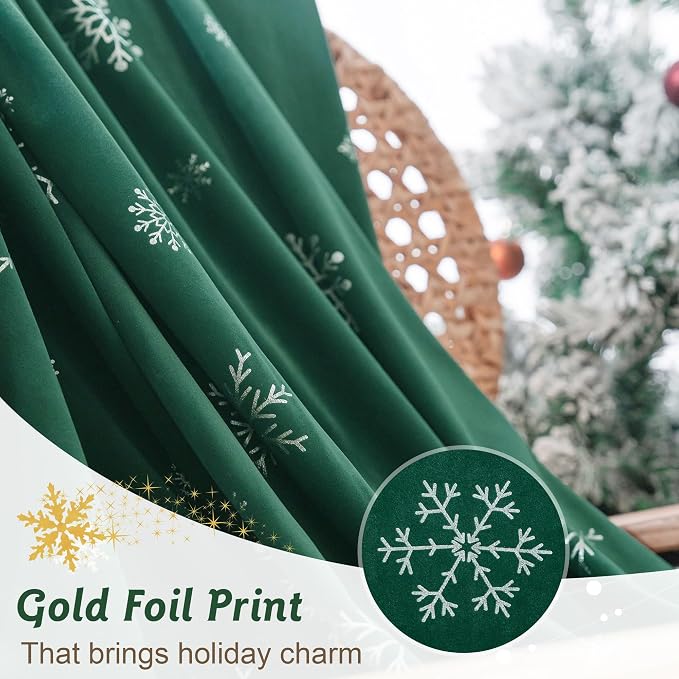 Beauoop Christmas Green Velvet Curtains - Image 7
