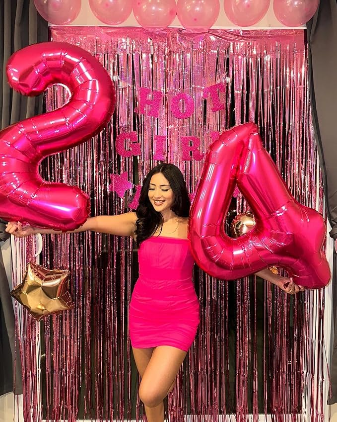 Hot Pink Number 4 Balloon 40 Inch, 4th Birthday Decorations Men Women | Foil - Image 7